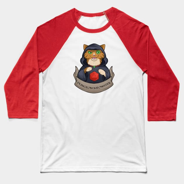 Dungeon Meowster Tabby Cat Baseball T-Shirt by DnDoggos